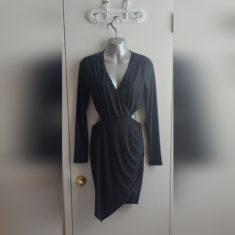 NWT Revamped Open Back Aide Cut Out Black Dress